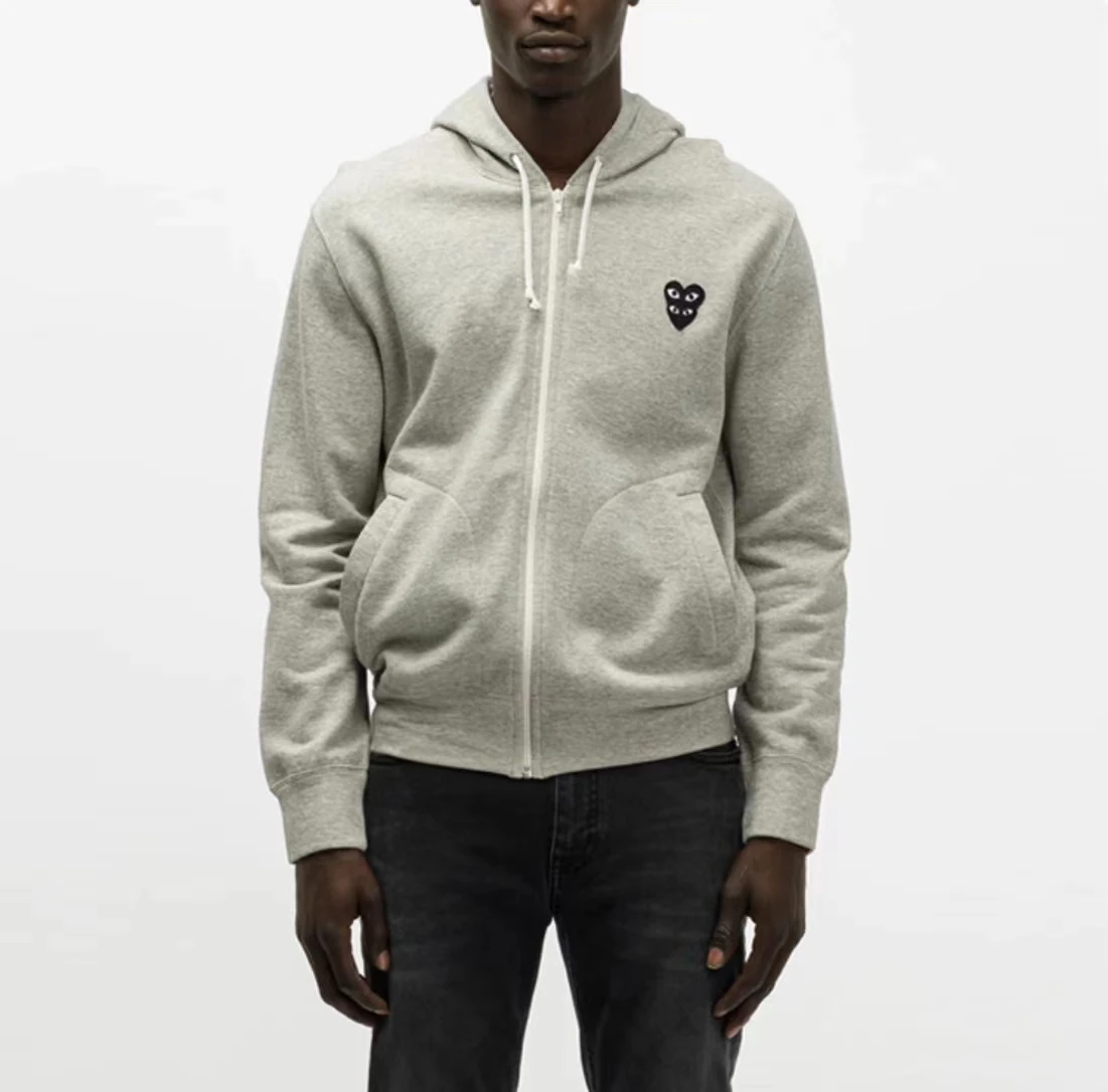 商品Comme des Garcons|CDG Play  川 久保玲双眼黑心连帽卫衣外套 男款灰色AZ-T302-051-1,价格¥2092,第1张图片