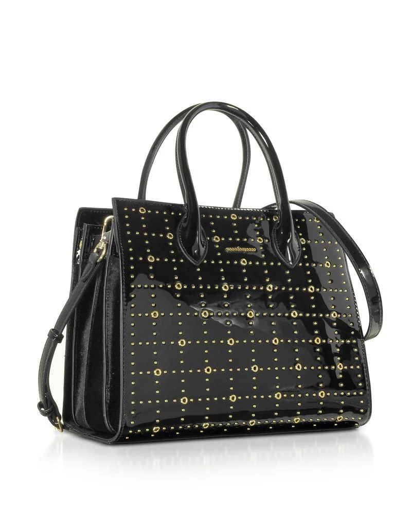 商品Roccobarocco 罗可巴罗可|Gazpacho Black Eco-Patent Leather Top Handle Bag w/Studs,价格¥1094,第2张图片详细描述