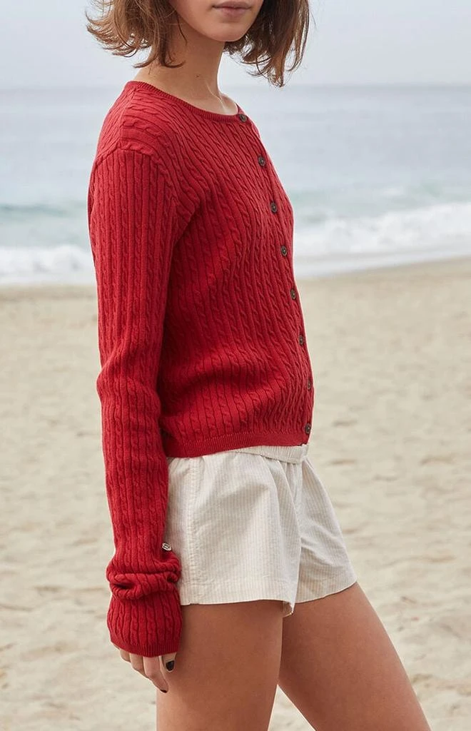 Red Zoe Cable Knit Cardigan 商品