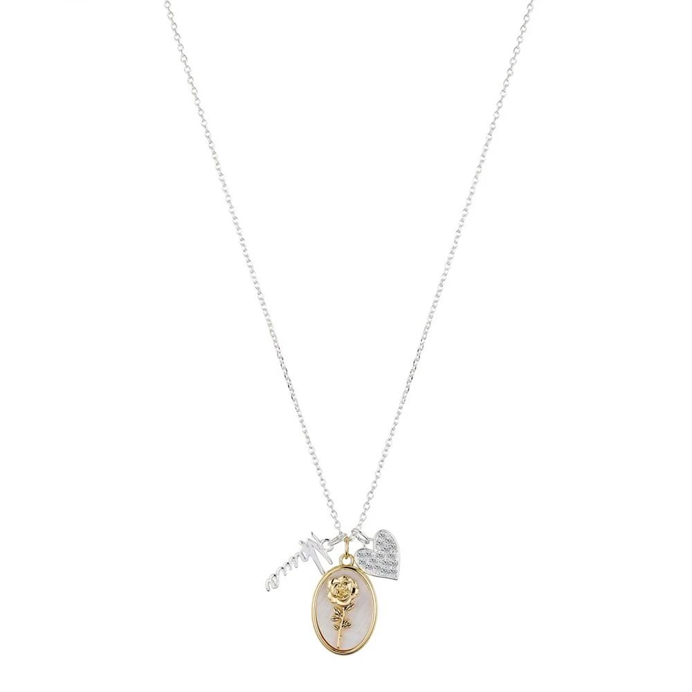 商品Unwritten|14K Two Tone Gold Flash-Plated Mother Of Pearl Rose 'Mama' Multi Charm Pendant Necklace with Extender,价格¥375,第1张图片