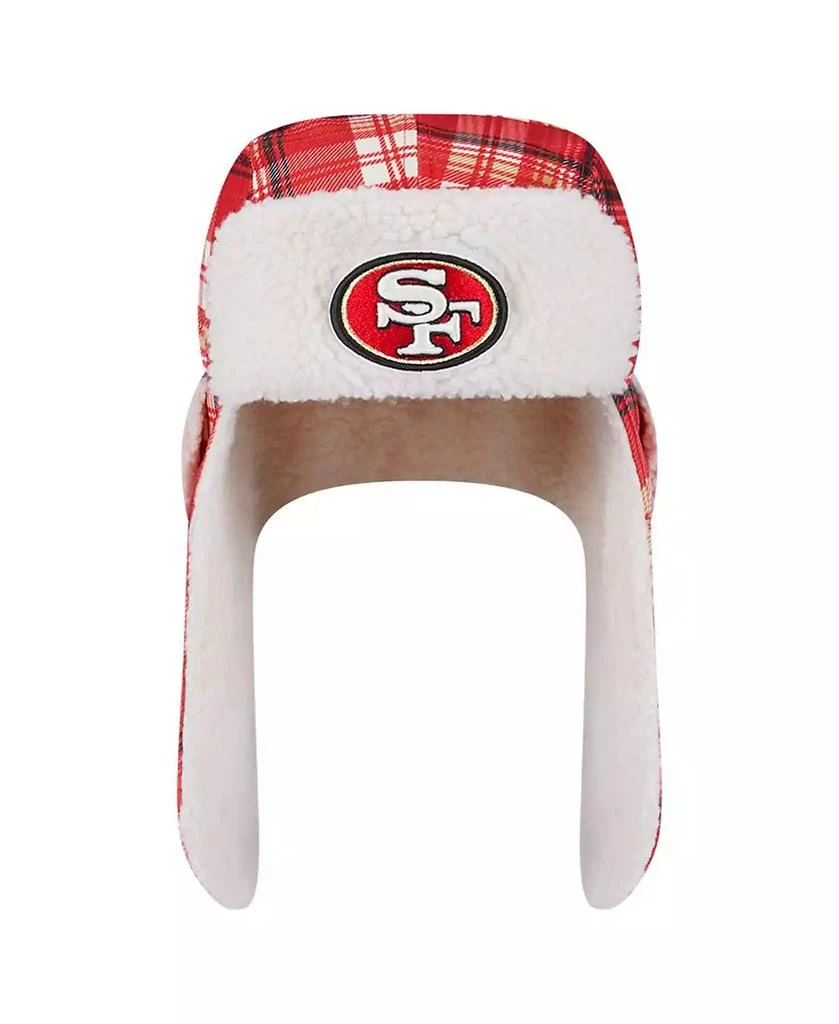 商品New Era|Men's Scarlet San Francisco 49ers Sideline Plaid Sherpa Trapper Hat,价格¥268,第4张图片详细描述