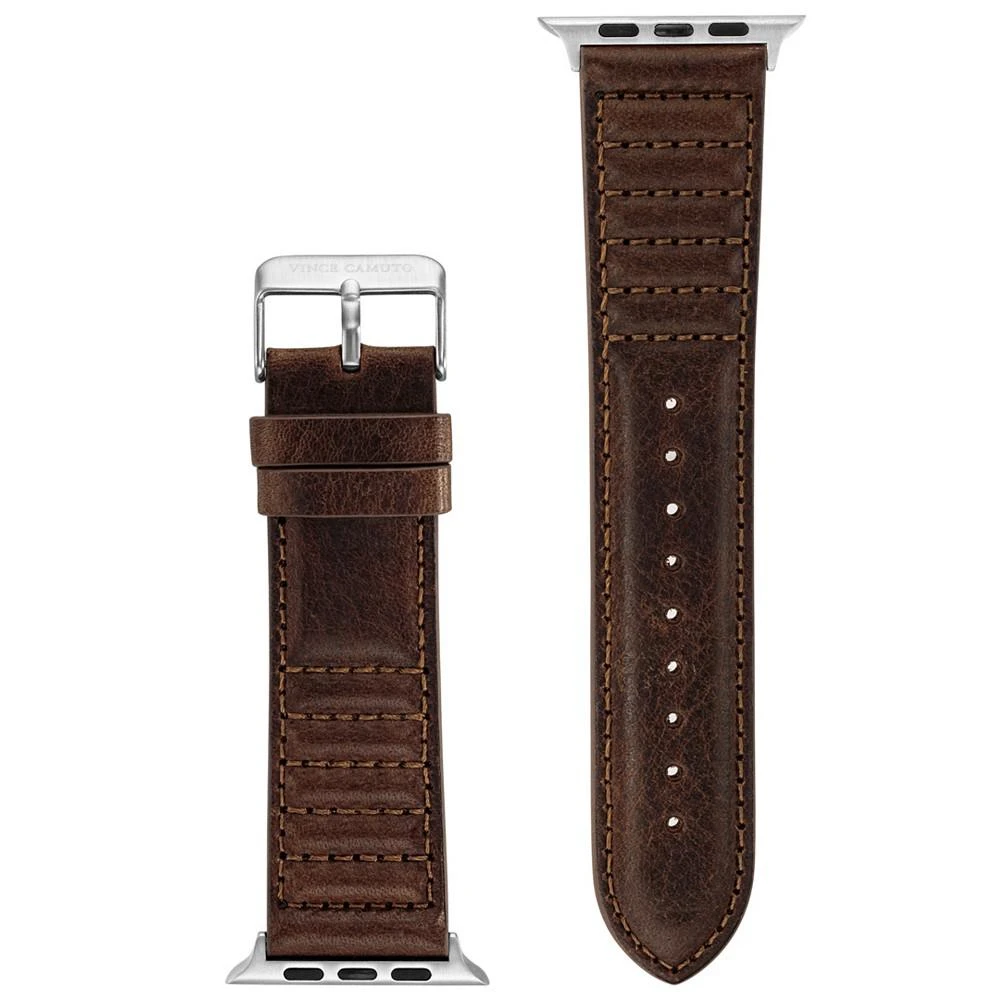 商品Vince Camuto|Men's Brown Premium Leather Band with Stitched Pattern 42mm, 44mm, 45mm, Ultra 49mm Apple Watch,价格¥479,第3张图片详细描述