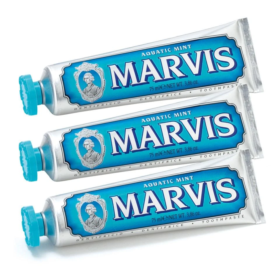 商品Marvis|Marvis玛尔斯 蓝色海洋薄荷味牙膏 - 3*85ml,价格¥233,第1张图片