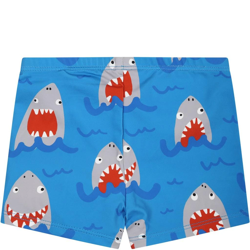 商品Stella McCartney|Light Blue Boxer Shorts For Baby Boy With All-over Shark Print,价格¥659,第2张图片详细描述