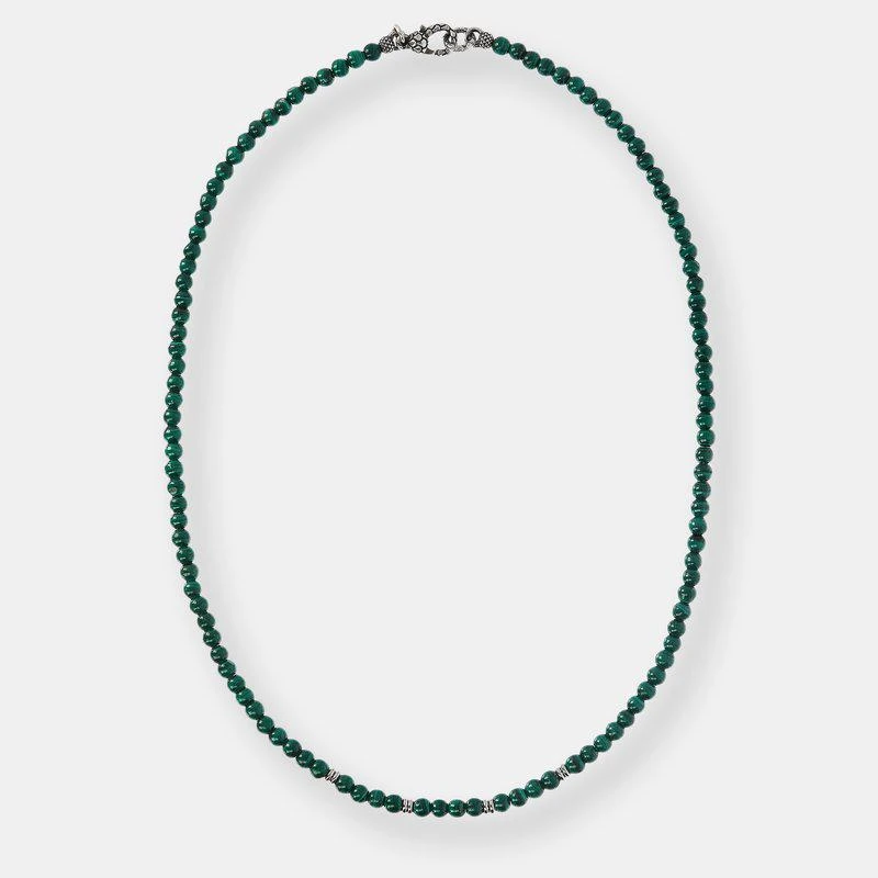 商品Albert M.|Silver And Stones Necklace Malachite,价格¥979,第1张图片