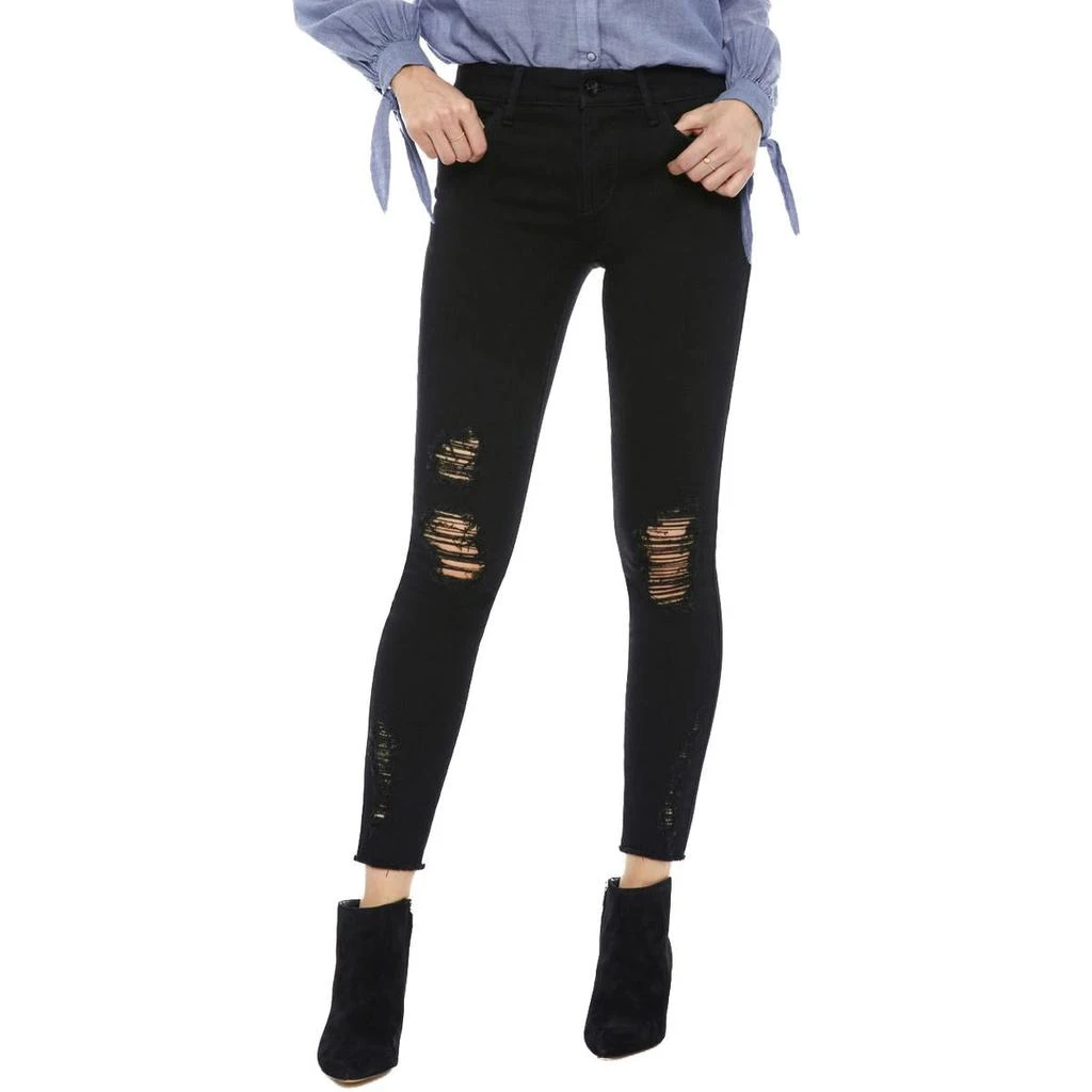 商品Sam Edelman|Sam Edelman Womens The Kitten Mid-Rise Destroyed Skinny Jeans,价格¥92,第1张图片