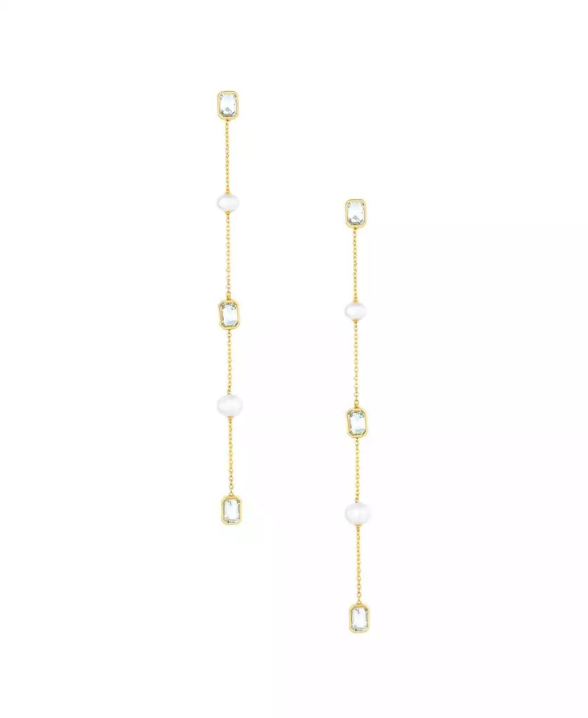 商品Ettika Jewelry|Freshwater Pearl and Glass Linear Drop Earrings,价格¥335,第1张图片