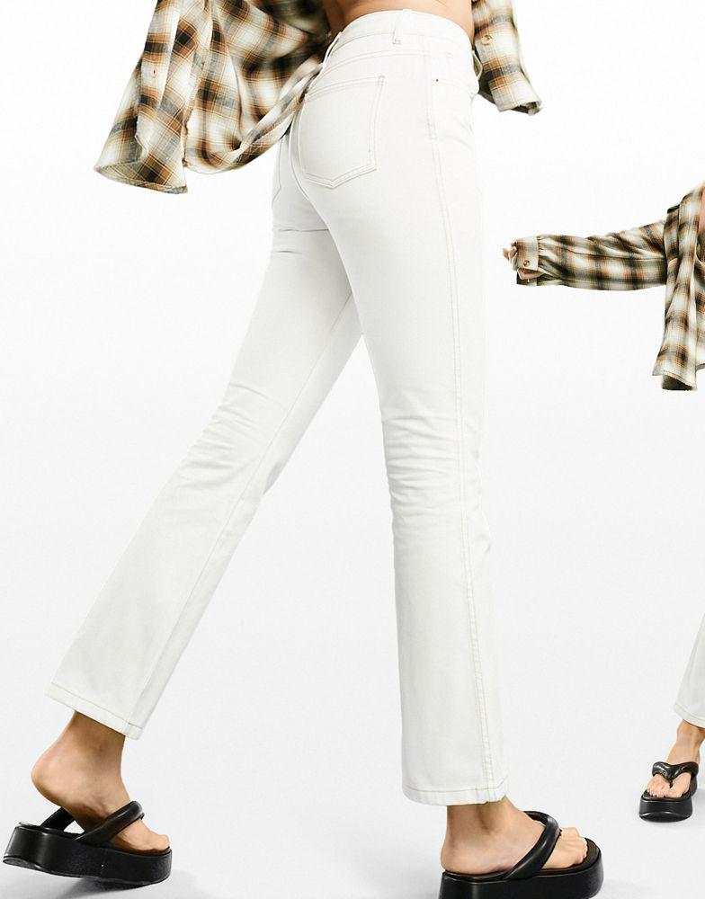 ASOS DESIGN mid rise cotton blend exaggerated flare jeans in ecru - WHITE商品第3张图片规格展示
