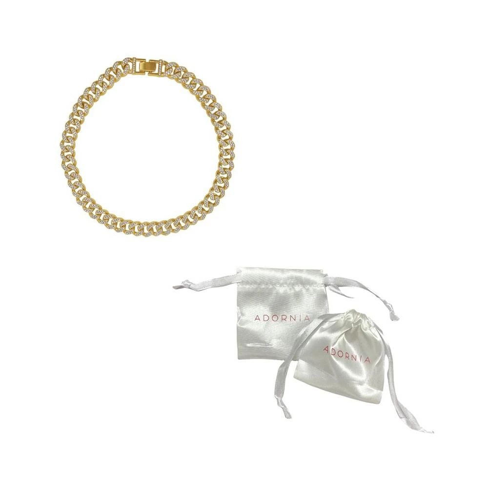 商品ADORNIA|Women's Gold-Tone Plated Crystal Thick Cuban Curb Chain Necklace,价格¥373,第3张图片详细描述