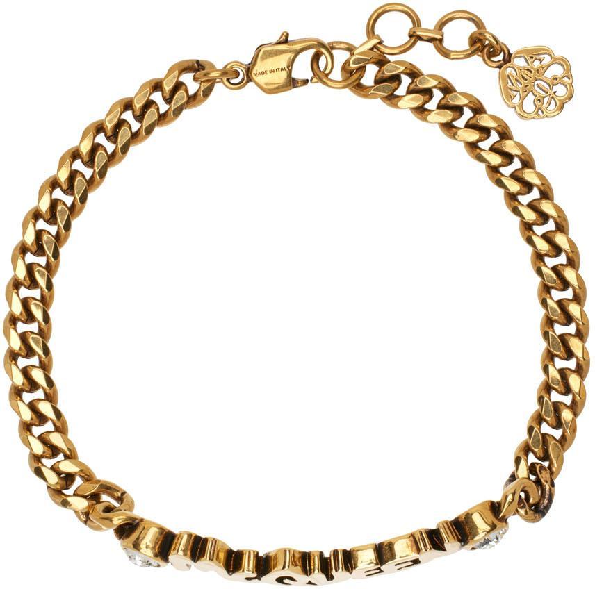 商品Alexander McQueen|Gold Graffiti Chain Bracelet,价格¥3111,第4张图片详细描述