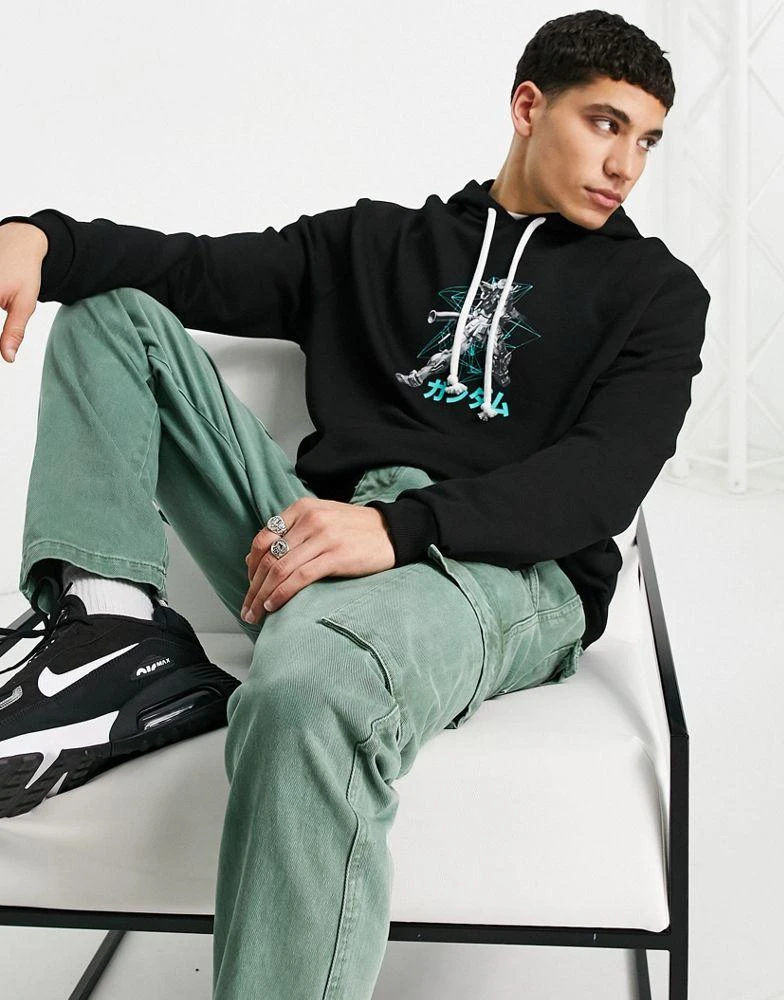 商品ASOS|ASOS DESIGN hoodie with Gundam front and back print in black,价格¥226,第3张图片详细描述
