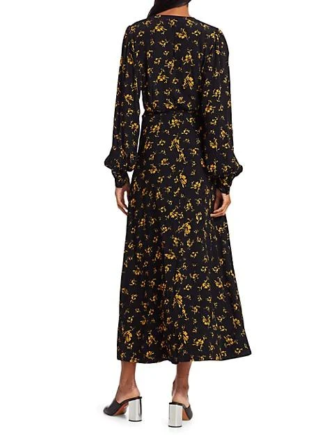 商品Ganni|Long Floral Wrap Dress,价格¥465,第5张图片详细描述