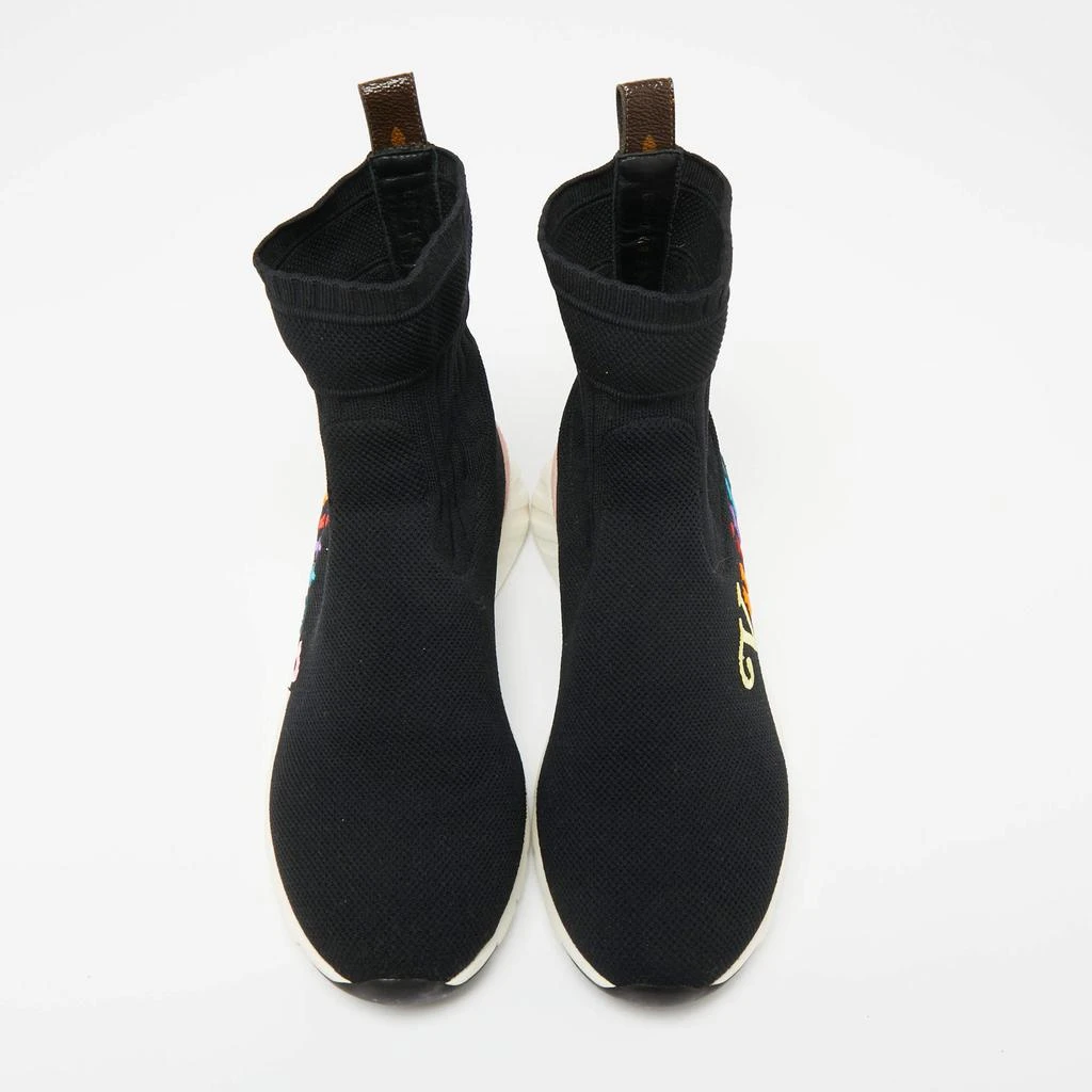 商品[二手商品] Louis Vuitton|Louis Vuitton Black Knit Fabric Aftergame High-Top Sneakers Size 37.5,价格¥4030,第3张图片详细描述