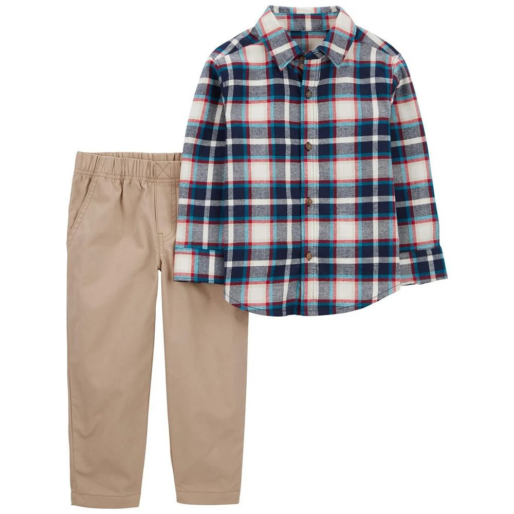 商品Carter's|Toddler Boys Plaid Button Front Shirt and Pants, 2 Piece Set,价格¥264,第1张图片