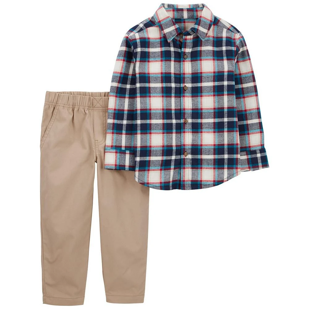 商品Carter's|Toddler Boys Plaid Button Front Shirt and Pants, 2 Piece Set,价格¥139,第1张图片