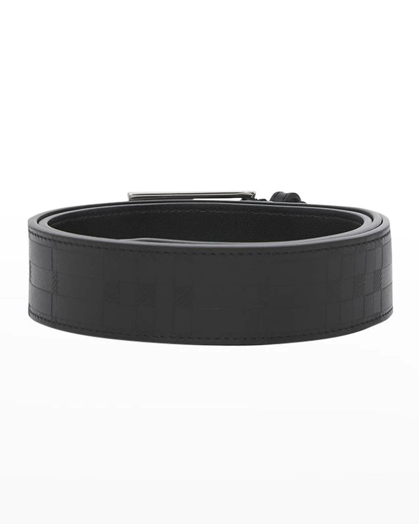商品Burberry|Men's Debossed Check Leather Buckle Belt, 35mm,价格¥1960,第3张图片详细描述