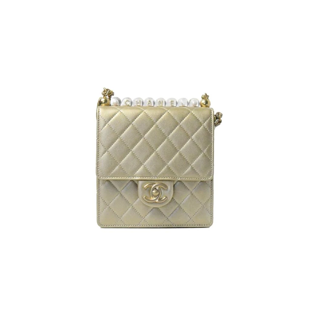商品Chanel|Chanel Goatskin Acrylic Beads & Gold-Tone Metal Flap Bag Gold,价格¥34631,第1张图片