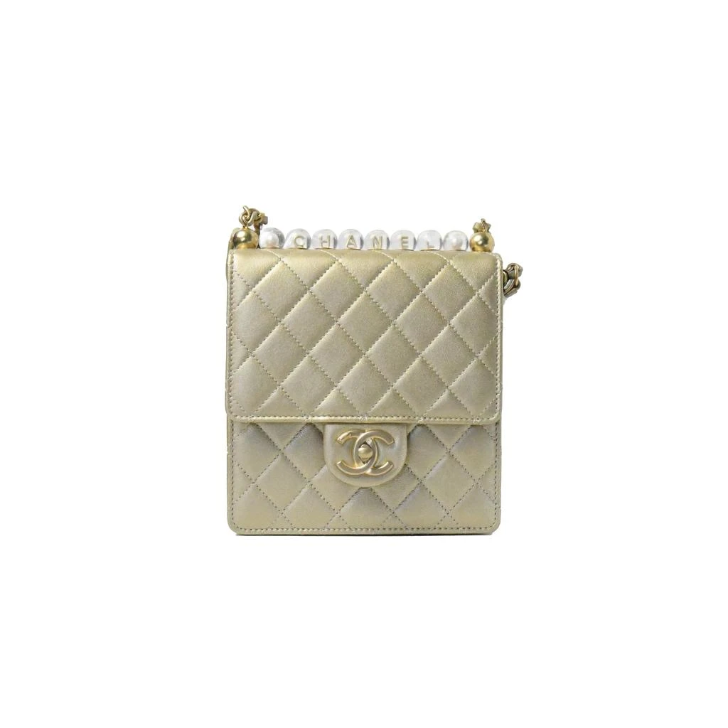 商品Chanel|Chanel Goatskin Acrylic Beads & Gold-Tone Metal Flap Bag Gold,价格¥34910,第1张图片