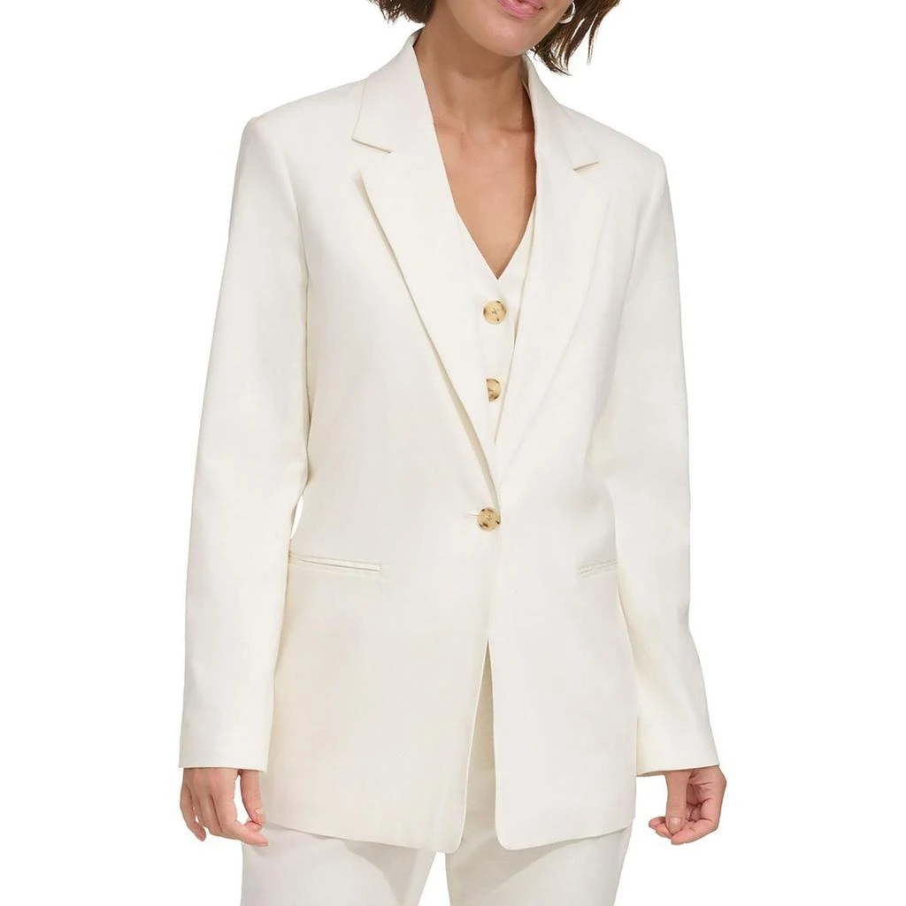 商品DKNY|Womens Solid Linen One-Button Blazer,价格¥490,第1张图片