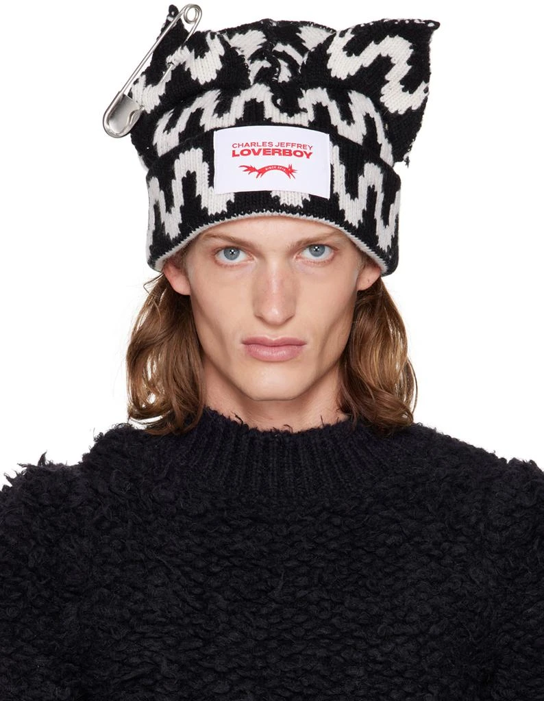 商品Charles Jeffrey Loverboy|SSENSE Exclusive Black Chunky Punk Ears Beanie,价格¥960,第1张图片