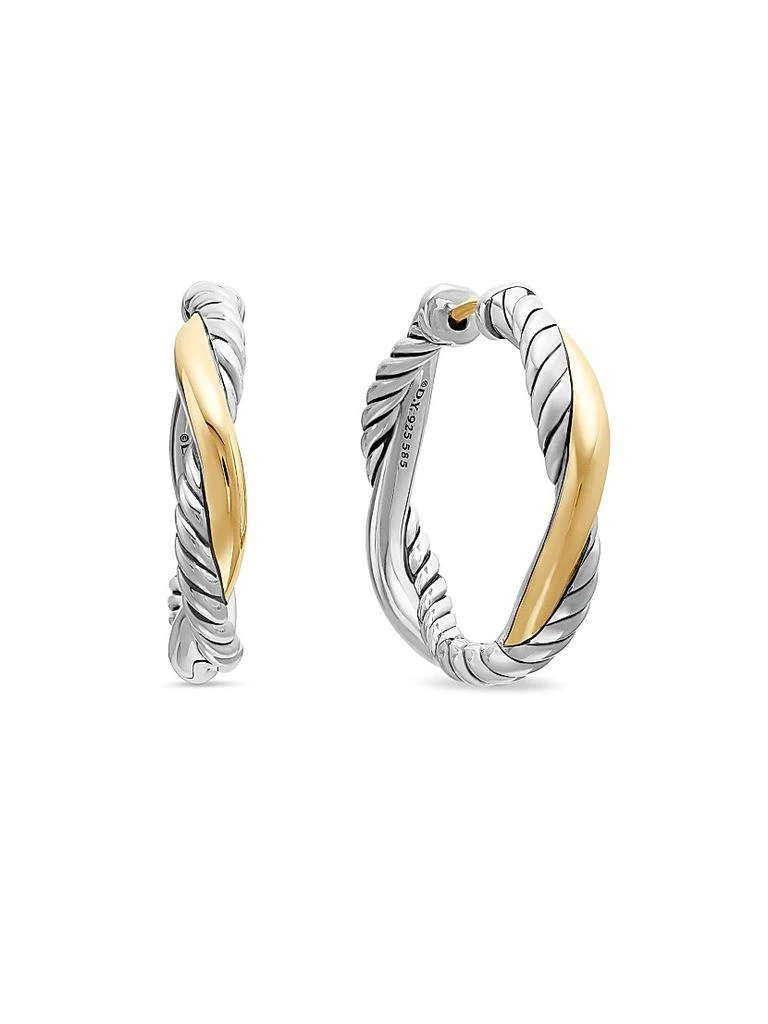 商品David Yurman|Petite Infinity Hoop Earrings in Sterling Silver with 14K Yellow Gold, 17.3MM,价格¥5363,第1张图片
