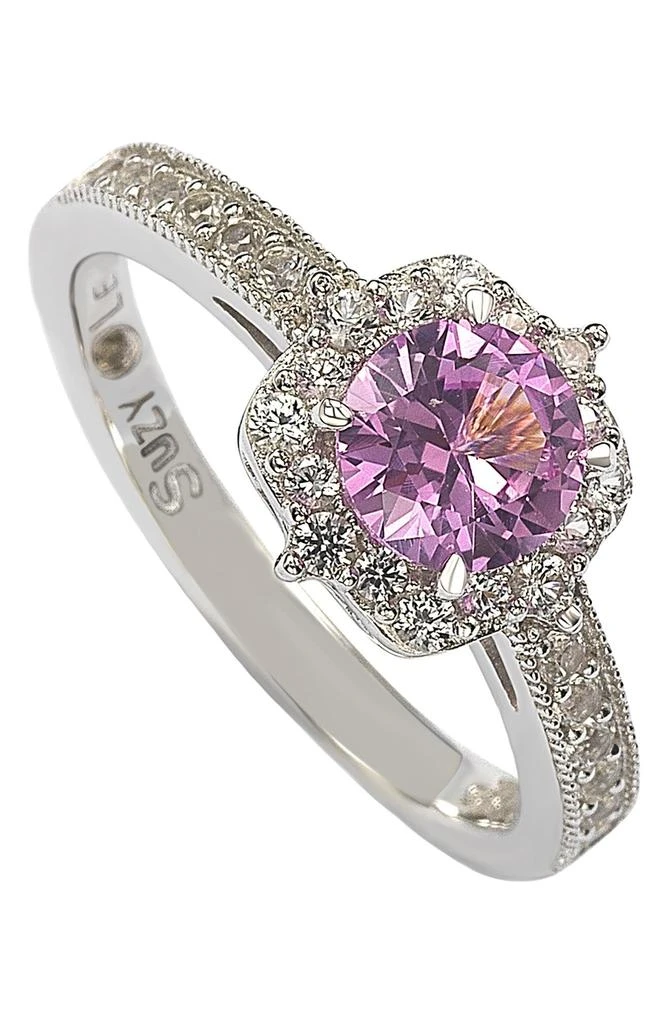 商品Suzy Levian|Pink Sapphire & Diamond Halo Ring,价格¥1980,第1张图片