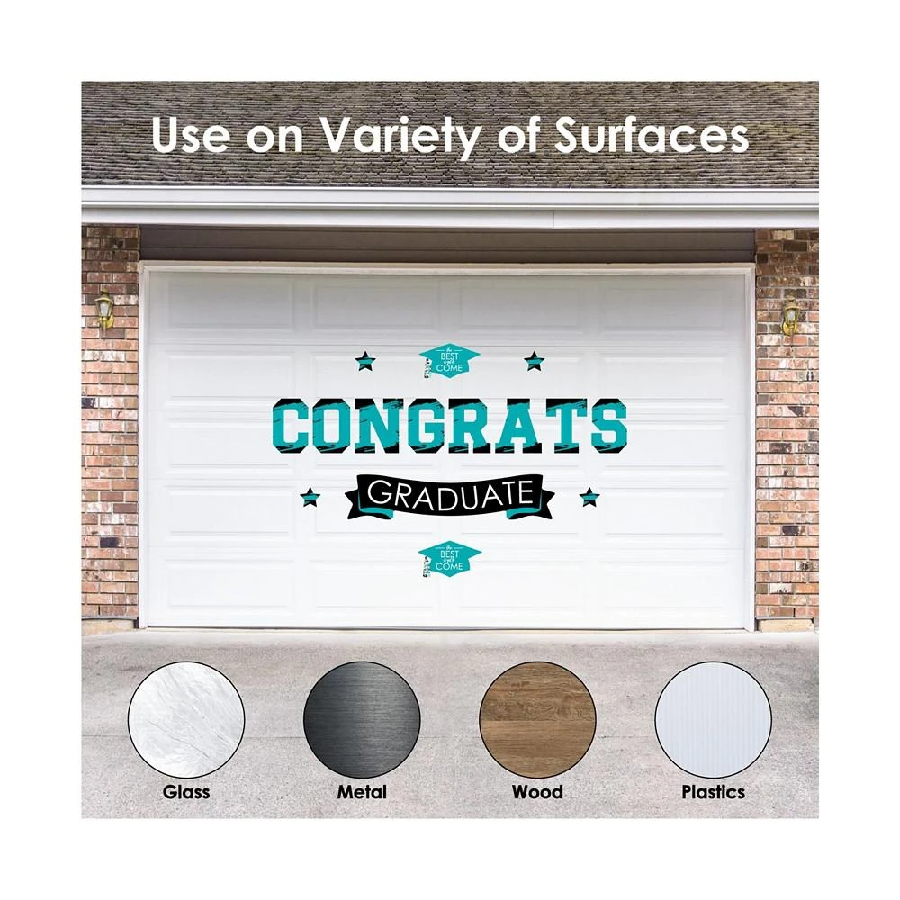 商品Big Dot of Happiness|Teal Grad Best is Yet to Come Peel & Stick Graduation Wall Decals Backdrop,价格¥261,第3张图片详细描述