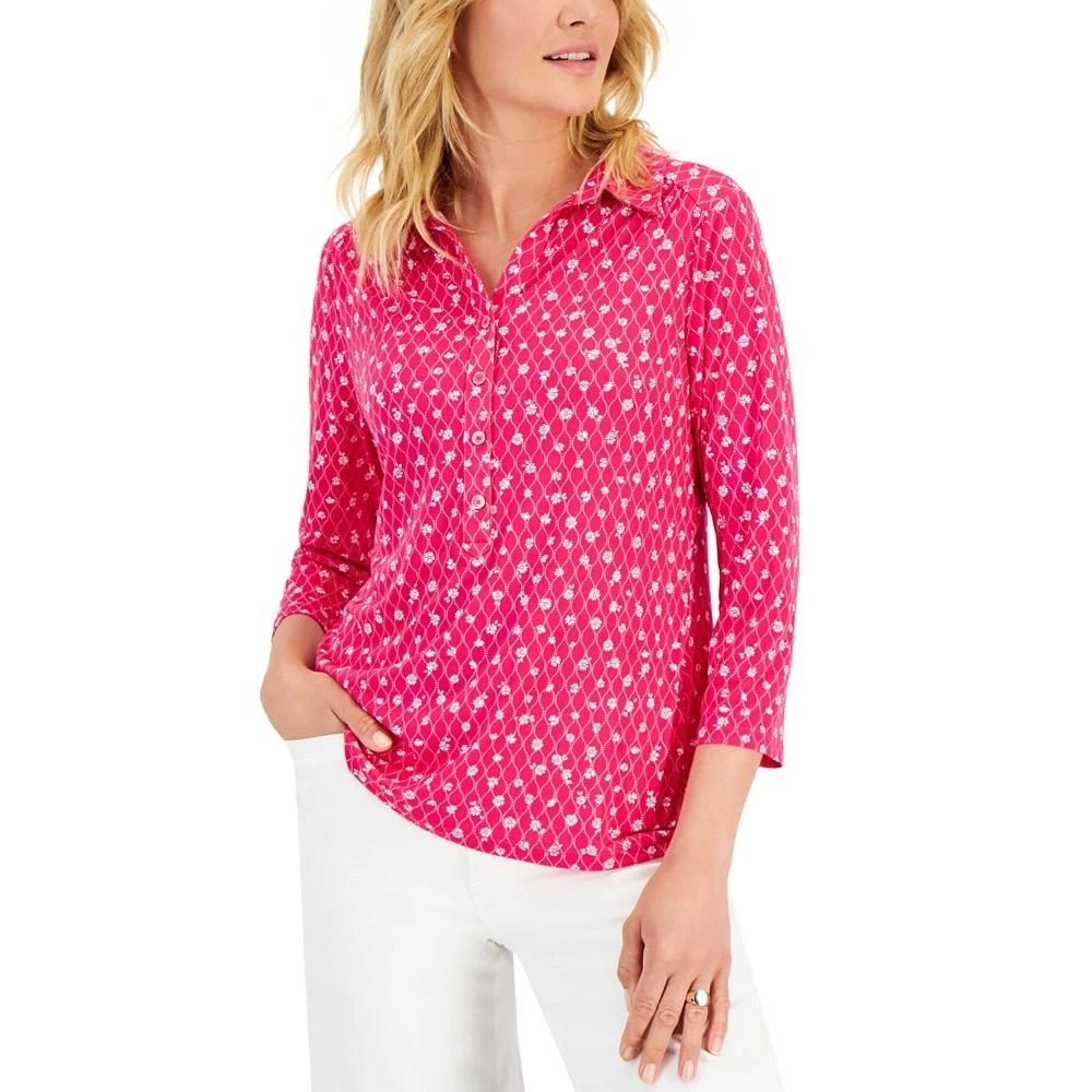 商品Charter Club|Women's Printed Polo, Created for Macy's,价格¥104,第1张图片