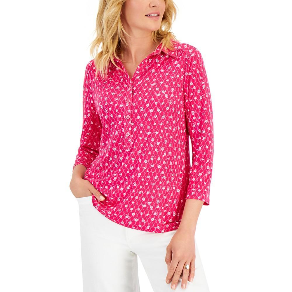 商品Charter Club|Women's Printed Polo, Created for Macy's,价格¥139,第1张图片