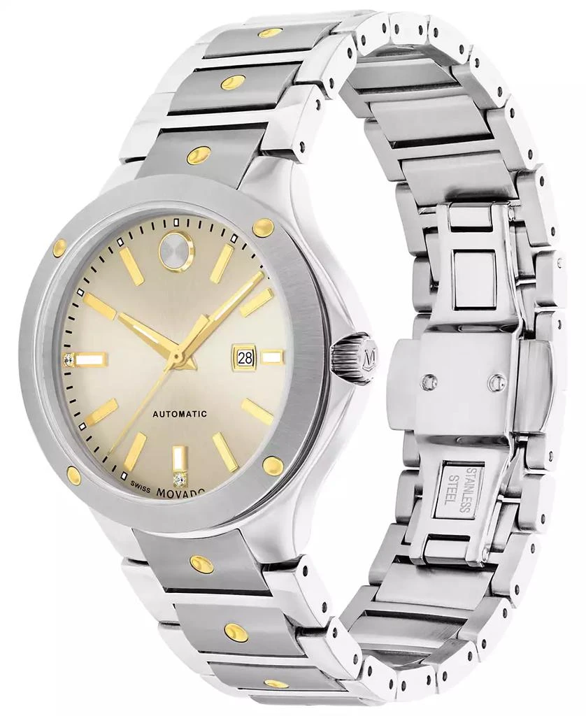 商品Movado|Women's Se Automatic Swiss Automatic Silver-Tone Stainless Steel Yellow PVD Bracelet Watch 33mm,价格¥11286,第2张图片详细描述