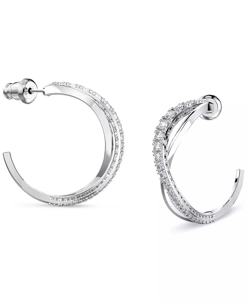 商品Swarovski|Silver-Tone Small Crystal Intertwined Open Hoop Earrings, 1",价格¥774,第3张图片详细描述