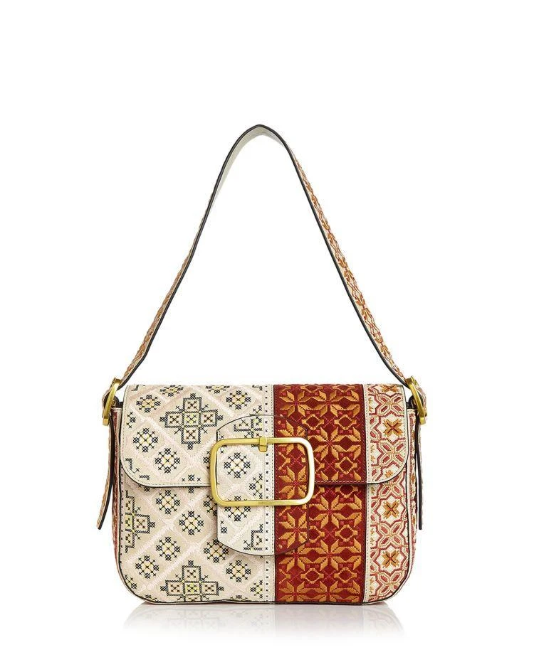 商品Tory Burch|Sawyer Embroidered Suede Shoulder Bag  ,价格¥4471,第1张图片