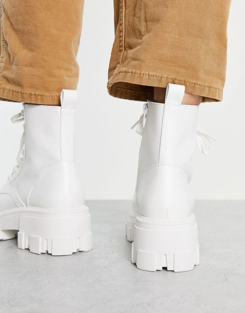 商品ASOS|ASOS DESIGN Anya chunky lace up ankle boots in white,价格¥182,第3张图片详细描述