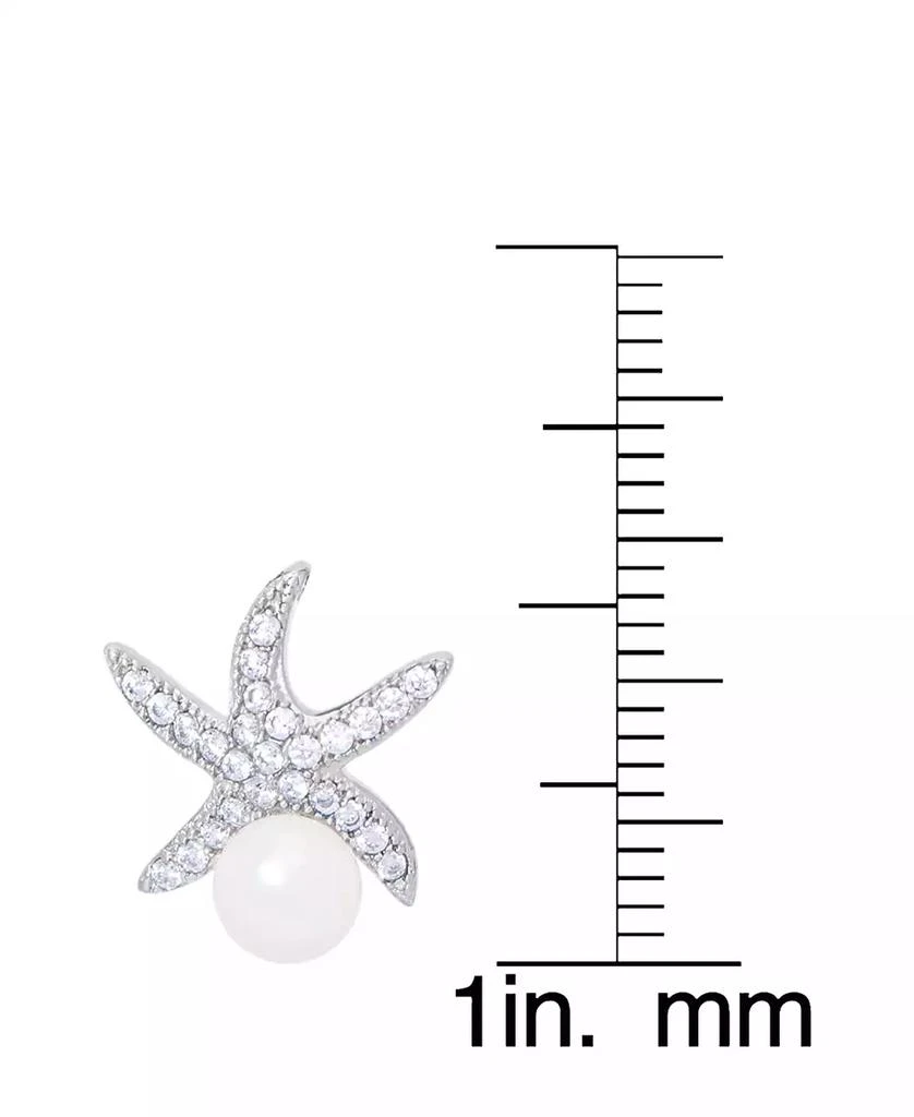 商品Macy's|Genuine Freshwater Pearl Cubic Zirconia Starfish Stud Earrings in Silver Plate,价格¥202,第3张图片详细描述