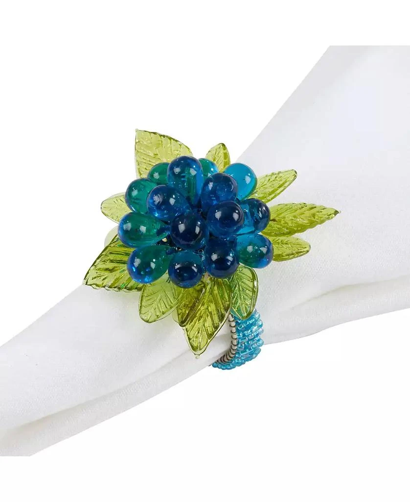 Flower and Leaves Design Beaded Napkin Ring, Set of 4 商品