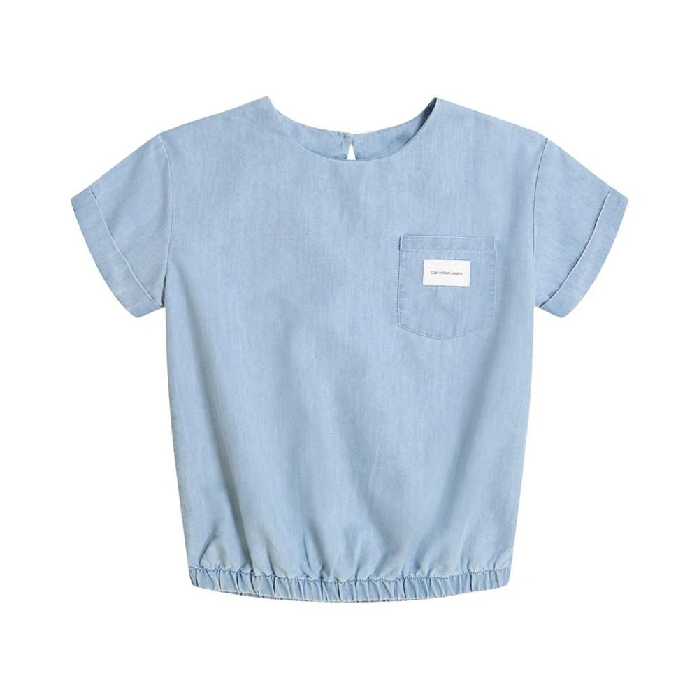 商品Calvin Klein|Big Girls Denim Popover Top,价格¥90,第1张图片