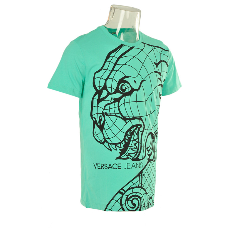 VERSACE JEANS 范思哲牛仔 男士綠色印花T恤 B3GPA7526610112商品第1张图片规格展示