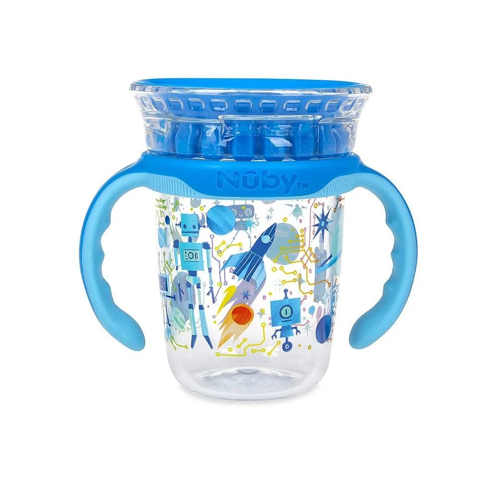 商品Nuby|No-Spill Edge 360 2 Stage Drinking Cup with Removable Handles, Robot,价格¥122,第1张图片