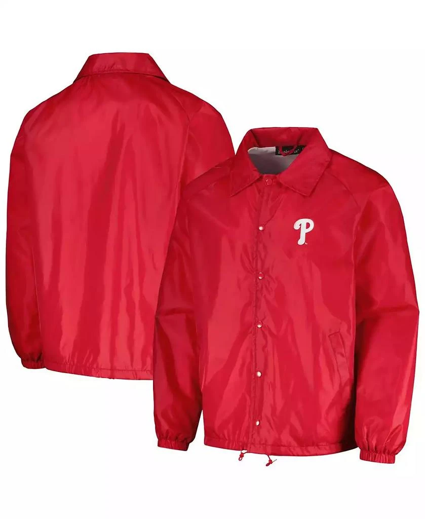 商品Dunbrooke|Men's Red Philadelphia Phillies Coach's Raglan Full-Snap Windbreaker Jacket,价格¥374,第1张图片