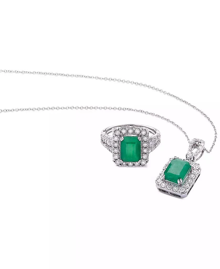 EFFY® Emerald (2-1/5 ct. t.w.) & Diamond (1/4 ct. t.w.) 18" Pendant Necklace in 14k White Gold (Also Available in 14k Yellow Gold) 商品