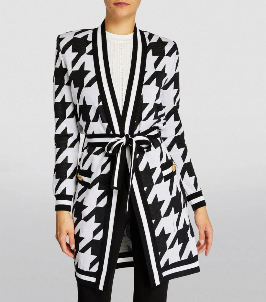 商品Balmain|Houndstooth Belted Cardigan,价格¥12670,第3张图片详细描述