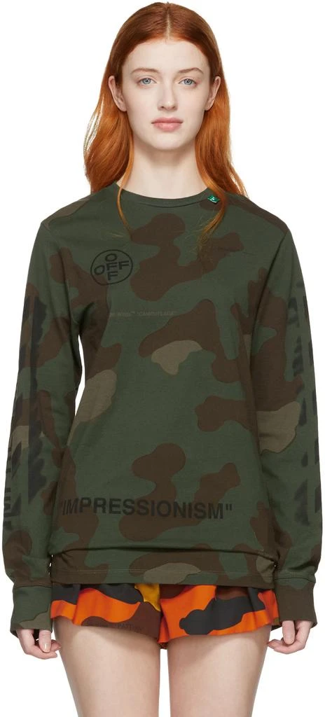 商品Off-White|Green & Brown Camo Stencil Long Sleeve T-Shirt,价格¥2142,第1张图片