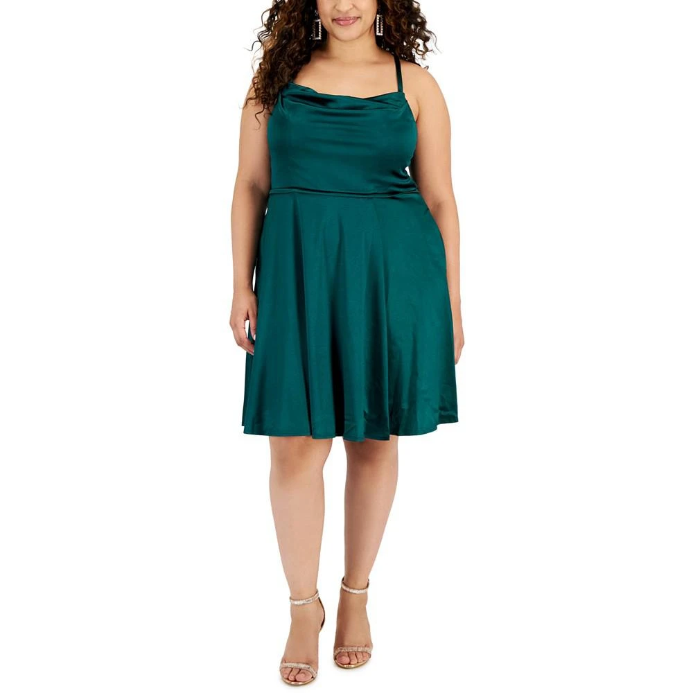 商品Emerald Sundae|Trendy Plus Size Cowl Neck Fit & Flare Dress,价格¥198,第1张图片