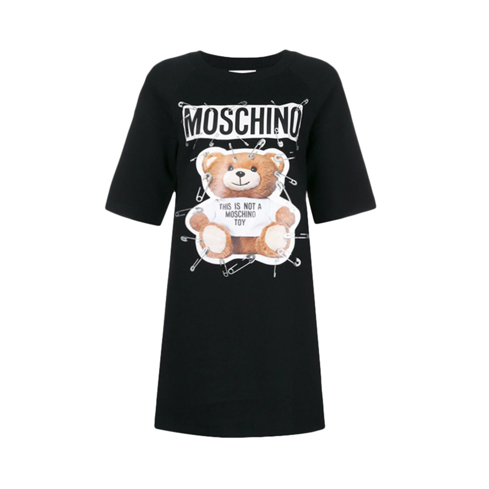 Moschino 莫斯奇诺 女士黑色棉质T恤式连衣裙 EV0444-5526-1555商品第1张图片规格展示