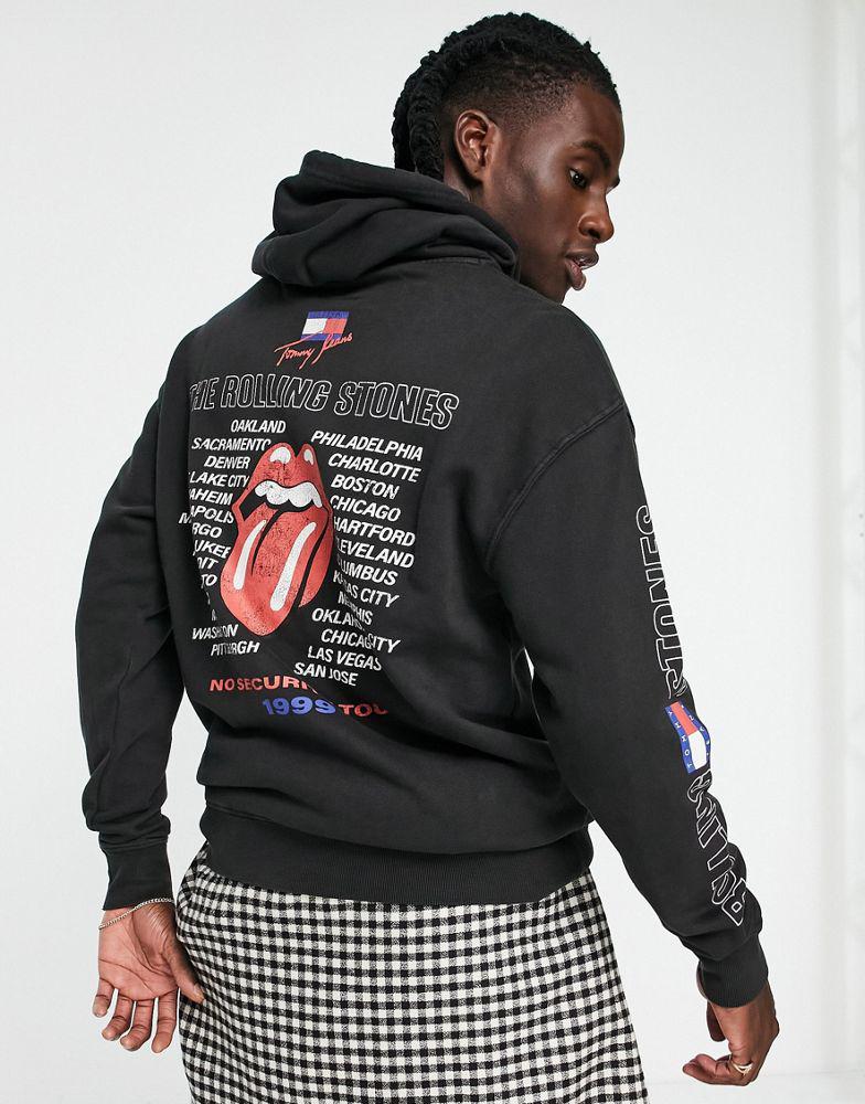 Tommy Jeans X Rolling Stones back print hoodie in black商品第3张图片规格展示