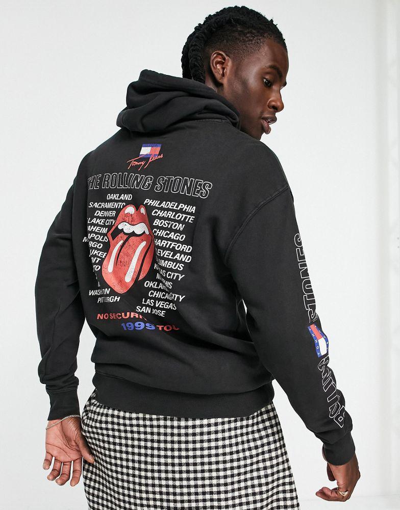 商品Tommy Hilfiger|Tommy Jeans X Rolling Stones back print hoodie in black,价格¥873,第5张图片详细描述