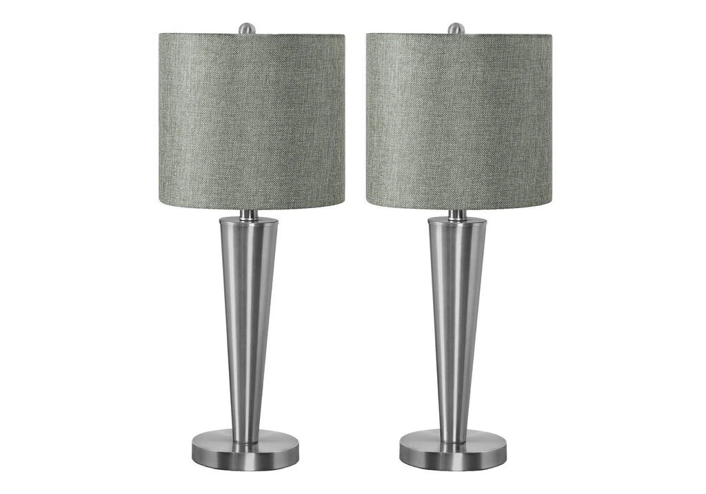 商品Homezia|Set of Two 24" Silver Metal Candlestick USB Table Lamps With Gray Drum Shade,价格¥1496,第2张图片详细描述