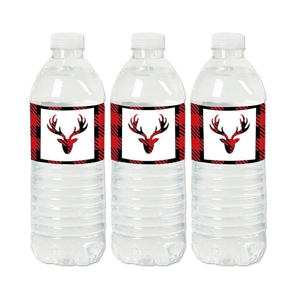 商品Big Dot of Happiness|Prancing Plaid - Reindeer Holiday and Christmas Party Water Bottle Sticker Labels - Set of 20,价格¥105,第1张图片