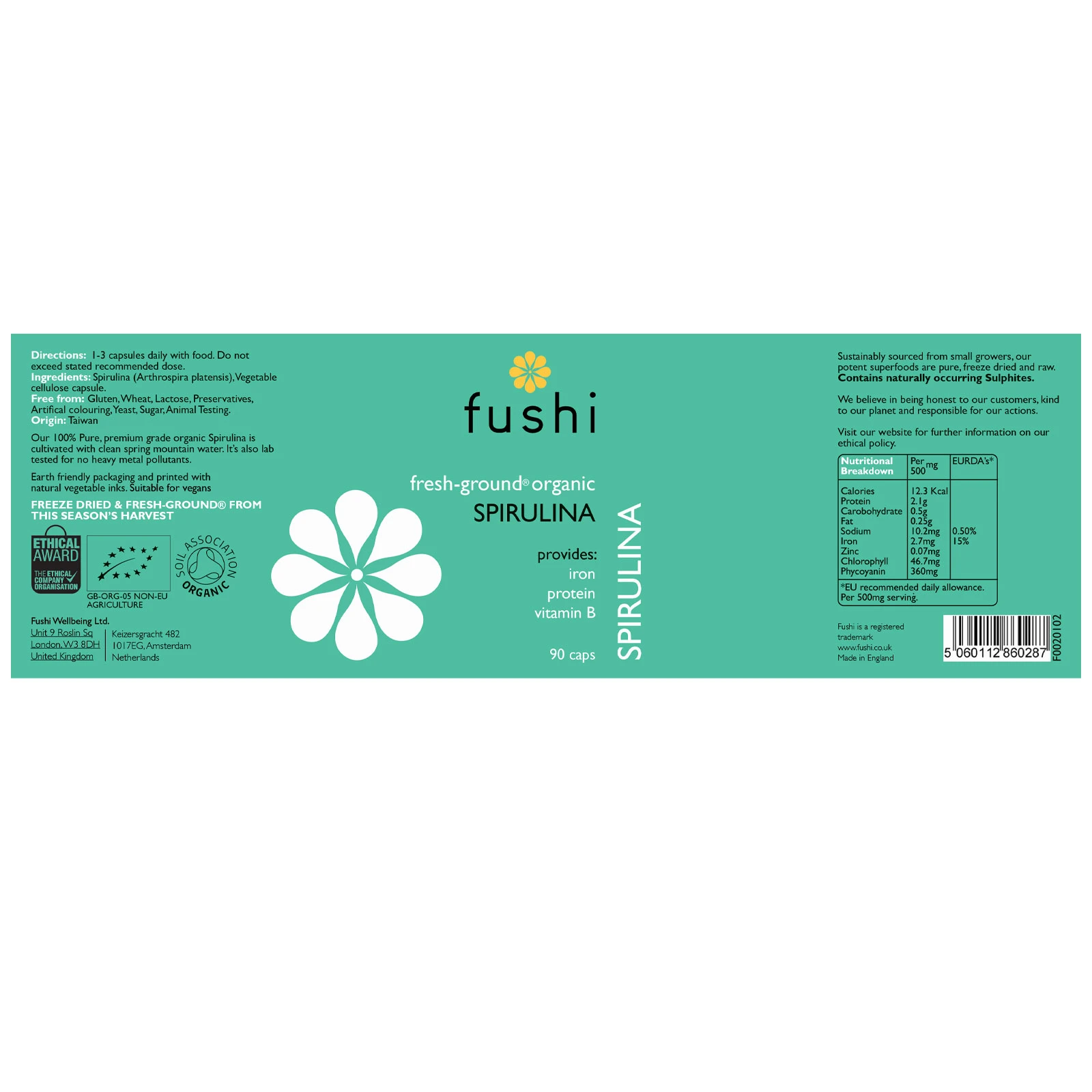 Fushi 有机螺旋藻胶囊营养片 500mg 90粒 商品