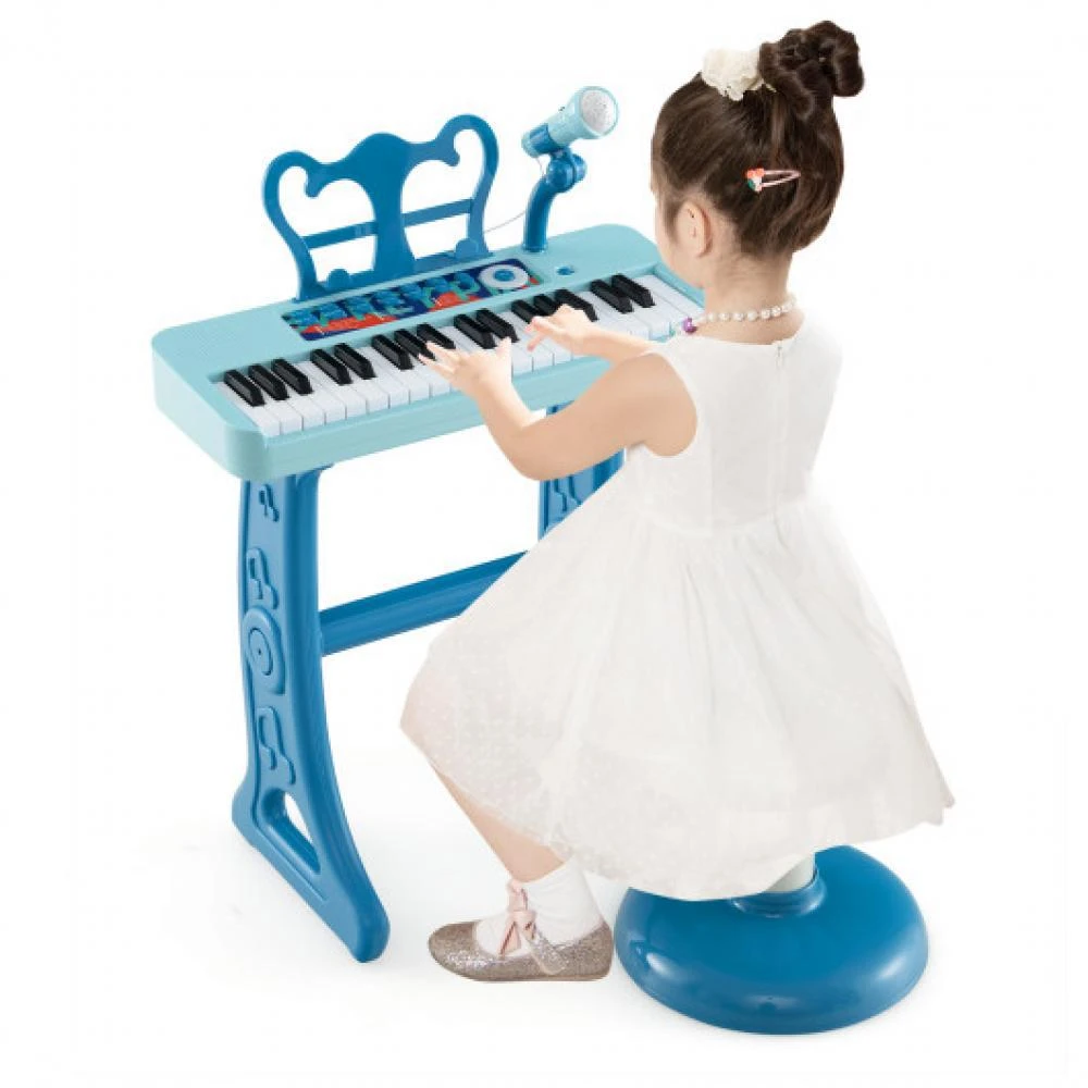 商品Hivvago|Kids Piano Keyboard 37-Key Kids Toy Keyboard Piano with Microphone for 3+ Kids-Blue,价格¥421,第4张图片详细描述